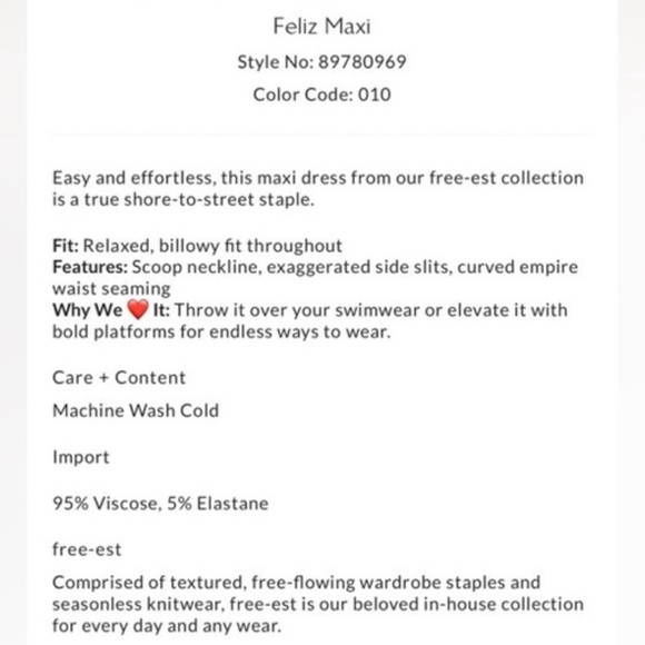 Free People FP Beach Feliz Maxi Dress Slits White Size Medium M NWT - Picture 7 of 11